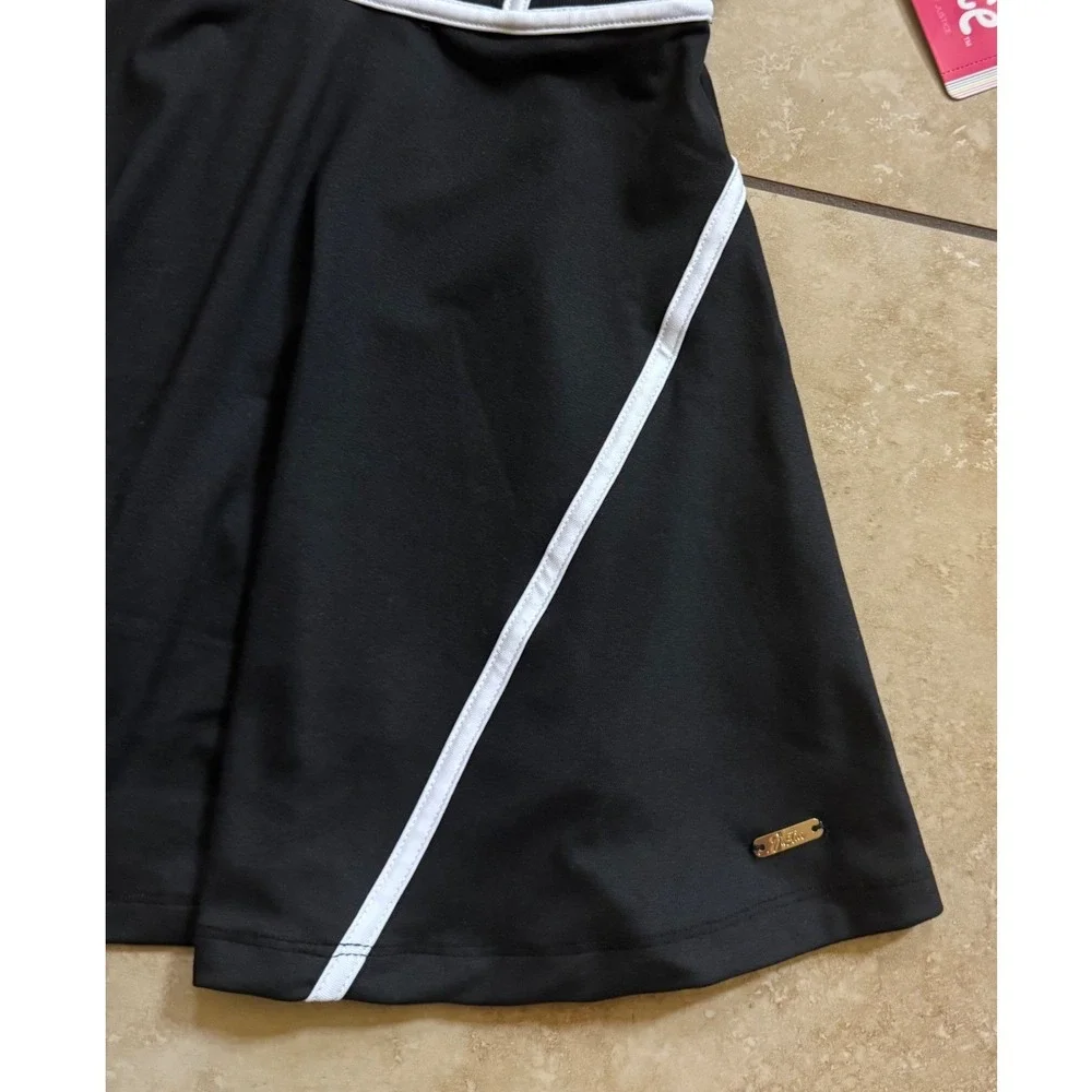 Justice Dress Girls M (10) Black White‎ Sporty Active Built-in Shorts Pocket NEW